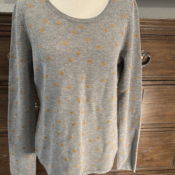 LOFT Sweaters - Gray Sweater with Gold Polka Dots